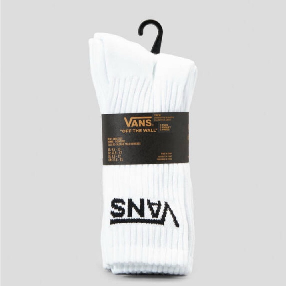 Vans ‘OFF THE WALL’ Classic Cushioned Crew Socks 3 Pair Pack White